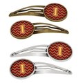 Carolines Treasures Letter I Chevron Garnet and Gold Barrettes Hair Clips, Set of 4, 4PK CJ1048-IHCS4